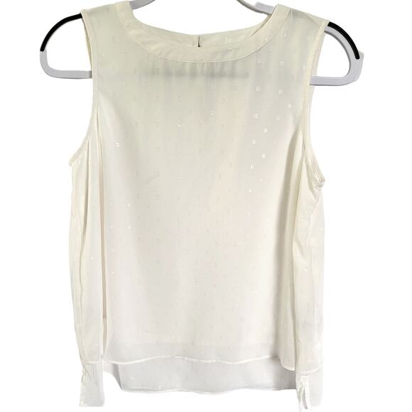 Apt 9 Ivory Swiss Dot Semi Sheer High Neck Sleeveless Womens Blouse Size Medium - Picture 1 of 9